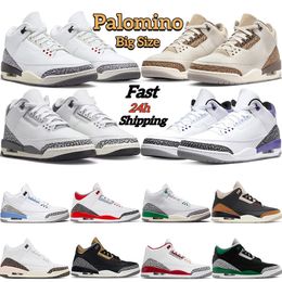 basketball shoes Palomino 3s White Cement jumpman 3 UNC Dark Iris Lucky Green Mocha Cardinal Red mens sports sneakers trainers size 7-13