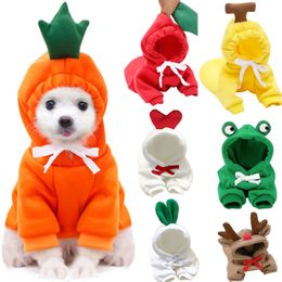 Dog Apparel Pet Hoodie Basic Sweater Coat Cute Frog Shape Warm Winter Jacket Cat Cold Weather Clothes Outfit Outerwear Halloween 230825