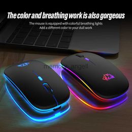 ZIYOULANG Rechargeable Bluetooth Mouse 2.4G Dual Mode Seven Colours Breathing Light Mute Button Suitable for PC IPad Laptop HKD230825