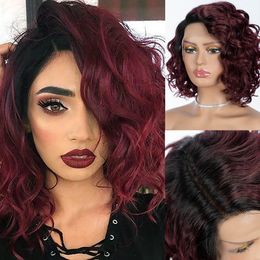 Curly Short Bob Wig Ginger Lace Front Human Hair Wigs Colored Brazilian Transparent Lace Human Hair Wig for Women