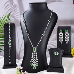 Charm Bracelets GODKI Luxury UAE 4PCS Shell Jewelry Set For Women Wedding Necklace Earring Zircon Indian Dubai Bridal jewelry Sets 230824