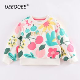 Hoodies Sweatshirts Cotton Floral Print Spring Autumn Children Sweatshirts Girls Casual Pullover Toddler Wear Tops Kids Clothing For 18Y 230825