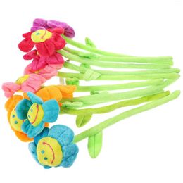 Decorative Flowers 10pcs Plush Flower With Stems Curtain Holdback Bendable Sunflowers Diy Bouquet Sunflower Fake Decor