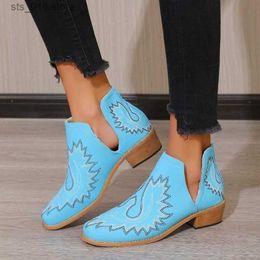 Autumn Casual Cowboy Shoes Large 2022 Western Winter Size Suit Low Heel and Ankle Women Boots T230824 212