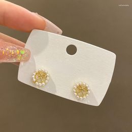 Stud Earrings Bowknot Pearl For Women Girls Korean Geometric Small Cute Wedding Party Fashion Jewellery Accessories Gift