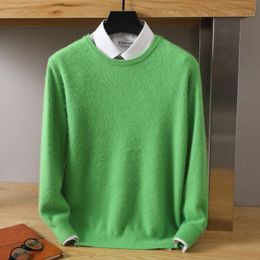 Men's Sweaters Men's Clothing Autumn and Winter Mink Cashmere Sweater Solid Color Rice Grain Knit Jumper Large Size Loose Casual Base Top 230824