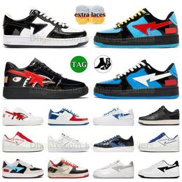 2023 New Pattern Casual Shoes Shark Black Patent Leather Black White Mens Womens Sneakers ABC Camo Blue Pastel Pink Camo Combo Red Platform Shoe Walking Jogging Shoes