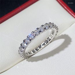 Wedding Rings Iced Out Dainty For Women Luxury Round Crystal Fashion Silver Color Promise Ring Female Jewelry Gifts Wholesale