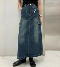 Skirts Fashion Streetwear Denim Women Long Female Casual Loose Summer Autumn 2023 High Waist Straight Jeans Maxi L834A