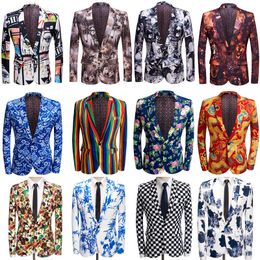 Men's Suits Blazers Fashion Men's Casual Boutique Business Wedding Host Emcee Suit Jacket / Men's Digital Printing Flower Blazers Coat 230824