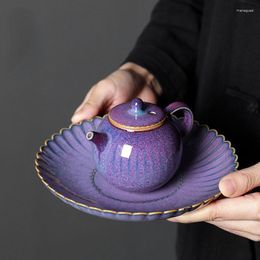 Hip Flasks Jun Kiln Purple Small Tea Pot Ceramic High End Non Black Making Tool Set Retro