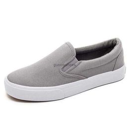 Grey canvas shoes youth small lazy one pedal Vulcanised Korean version couple students elastic casual shoes