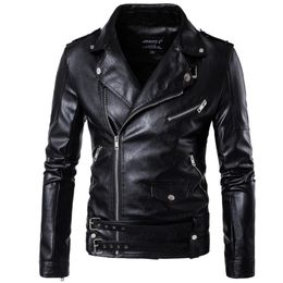 Men's Jackets Motorcycle Pilot Leather Jacket Fashion Brand Designer Punk Wind Oblique Zipper Design Coat 230824