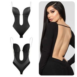 Waist Tummy Shaper Women Adjustable Backless Bra Shaper Bra Bodysuits Seamless Thong Women's Deep V-Neck Clear Strap for Parties Dresses Underwear 230824