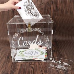 Other Event Party Supplies Acrylic Wedding Card Box with Lock Slot Sturdy Money Boxes Holder Decorative Gift Envelop Collection 230824