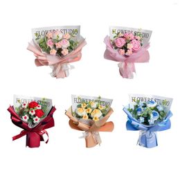 Decorative Flowers Crochet Flower Bouquet Artificial Floral Arrangements Decoration Knitted