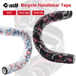 Bike Handlebars Components ODI Bicycle Handlebar Tape Soft Bike BarsTape PU EVA Non-slip Colorful Handlebar Cover for Road Bike Slide Bike accessories 230824