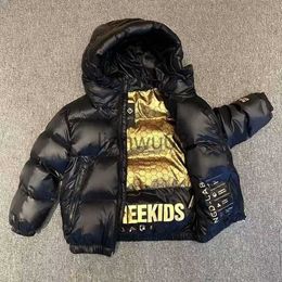 Down Coat Winter jacket for Boys Girls Medium Length Down Jacket Black Thickened Zipper Hooded Coat Big Childrens Kids Jacket x0825