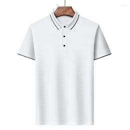 Men's Polos Men Polo Shirt Short Sleeve Tops For Summer Solid Colour Business Smart Casual Male Clothing Fashion A7529