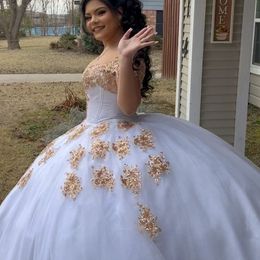 White Quinceanera Dresses Off Shoulder Lace Applique Sweet 16 Dress Girl Prom Party Gowns Vestidos De 15 Anos