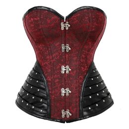 Women's Shapers Button Up Sexy Shaper Spiral Steel Boned Steampunk Goth Halter Leather Bustier Corset 230825