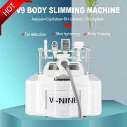 Professional Body Contouring Cellulite Removal RF Vacuum Roller Body Shape Slimming Machine 40KHZ Cavitation Head Roller Massage V9 Wrinkle Remover Machine