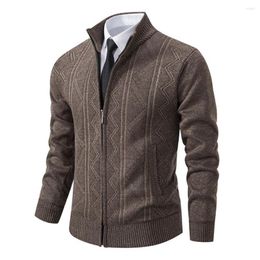 Men's Sweaters Men Pocket Design Sweater Coat Stylish Winter Cardigan With Stand Collar Zipper Placket Pockets Trendy Knitting