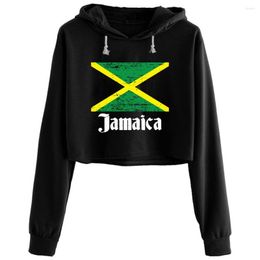 Women's Hoodies Distressed Jamaican Country Flag Jamaica Pride Jam Crop Women Grunge Harajuku Anime Emo Pullover For Girls