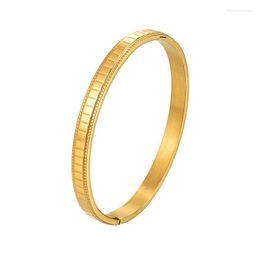 Bangle High Quality Unique Design Pressed Edge Stainless Steel Geometric Bracelet Ladies Love Fashion Jewellery Gift Wholesale