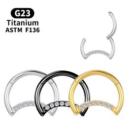 Nose Ring Piercing Septum Hinge Segment Cartilage Titanium Woman Helix Body Jewellery Zircon Tragus Earrings Sexy Clicker Labret