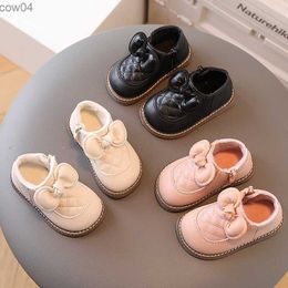 Boots Cute Butterfly-knot Shoes for Baby Girl Plaid Infant Fisrt Shoes Winter Velvet PU Leather Shoes Toddler Walking Footwear F10143 L0825