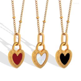 Pendant Necklaces Heart Necklace Double Sided Two Colors 316L Stainless Steel Gold Plated Women Choker Sweet Confession Gift Girls Jewelry