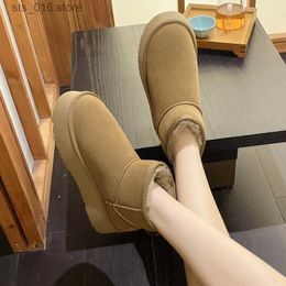 Fur tornozelo inverno botas de neve quente feminino novo casual real natural lã de camurça de camurça