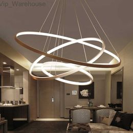 60CM 80CM 100CM Modern Pendant Lights For Living Room Dining Room Circle Rings Acrylic Aluminum Body LED Ceiling Lamp Fixtures HKD230825