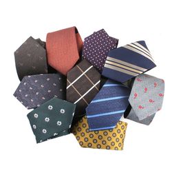 Neck Ties Linbaiway 7cm Neckties for Mens Formal Polyester Jacquard Necktie Men s Party Dress Tie Business gravatas Custom 230824