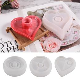 Candle Holders Silicone Mould Socket Candlestick Holder Circular Love Shape 3D DIY