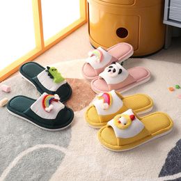 Slippers Q166 PVC Children's Linen Spring And Summer Cartoon Soft-soled Home Shoes Manufactur