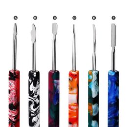 Ecig Accessories Rosin Dab Tool PP Tube Packaging Metal Wax Dabber Stainless Steel With Resin Square Handle for Quartz Banger Nails Dry Herb