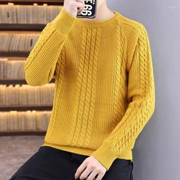 Men's Sweaters Solid Colour Sweater Autumn And Winter Trend Loose Casual Crewneck Knitwear Male Korean Twist For Men Q430