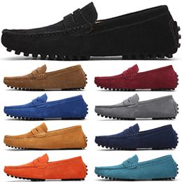 Fashion Mens Casual Shoes Leather Soft Sole Overshoes Black Red Orange Blue Brown Man Comfortable Outdoor Sneaker Large Size 38-46