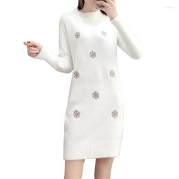 Women's Sweaters Female Knit Sweater Pullover 2023 Fashion Imitation Mink Cashmere Loose White Dress Half Turtleneck Jumper