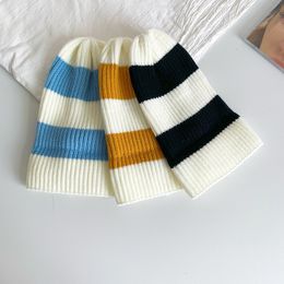 BeanieSkull Caps Colourful Striped Children Woollen Cap Autumn Winter Assorted Colours Baby Knitted Hat Boys and Girls Warm Pullover CapThick 230825