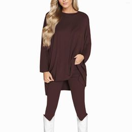 Women's Two Piece Pants Women 2 Outfit Set Casual Oversized T Shirt Tops Tight Bottomed Long Workout Sports Tracksuit Jogging Home Wear