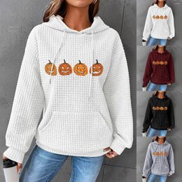 Women's Hoodies Ladies Hooded Sweatshirt Pumpkin Print Drawstring Plaid Women Petite Pack Of Zip Up Womens Hoodie Sweaters