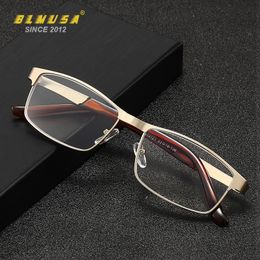 Sunglasses Frames BLMUSA Stainless Steel Frame Reading Glasses Men Business Anti Blue Light Computer Glasses Presbyopia Prescription Eyeglasses 230825