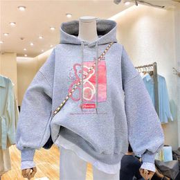 Women's Hoodies OUSLEE Korean Fashion Harajuku Women Hooded Sweatshirts Cartoon Printed Casual Sweatshirt Pullover Y2K Clothes For