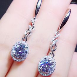 Dangle Earrings Per Jewellery Moissanite Round Drop Earring 2ct 2pcs Gemstone 925 Sterling Silver Fine For Men Or Women Q2042921