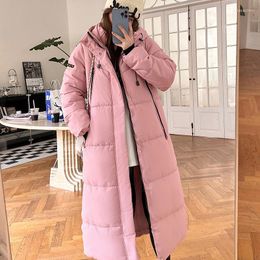 Women's Trench Coats Women Jacket 2023 Winter Parka Cotton Clothes Long Korean Loose Warm Thick Hooded Parkas