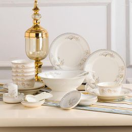 Dinnerware Sets Jingdezhen Porcelain Tableware Set Household High-grade Bone China Ceramic Dishes And Bowls