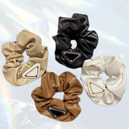 New Leather Hair Rubber Bands Large Intestine Rings Triangle Iron Pu Hair Rope Headwear Jewelry